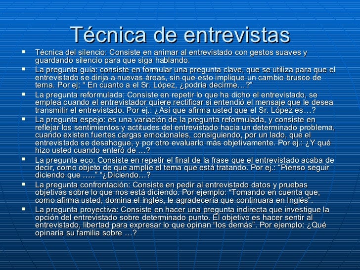 Tecnicas De Entrevista