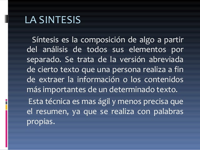 Tecnicas de estudio...sintesis