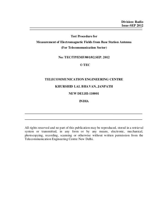 emf survey procedure in telecom pdf