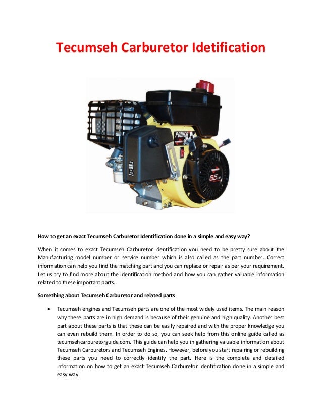 Tecumseh carburetor identification