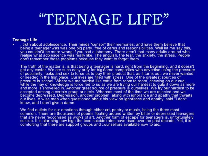 Essay about teenagers life