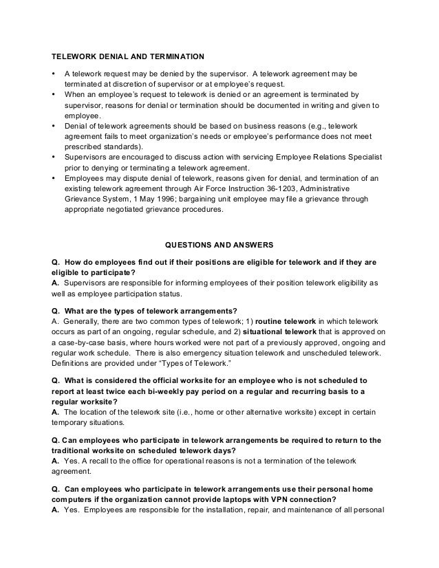 Telework Fact Sheet —Headquarters Air Force Civilian Force Policy Div…
