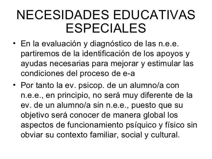 evaluación y necesidades educativas especiales evaluación y necesidades educativas especiales