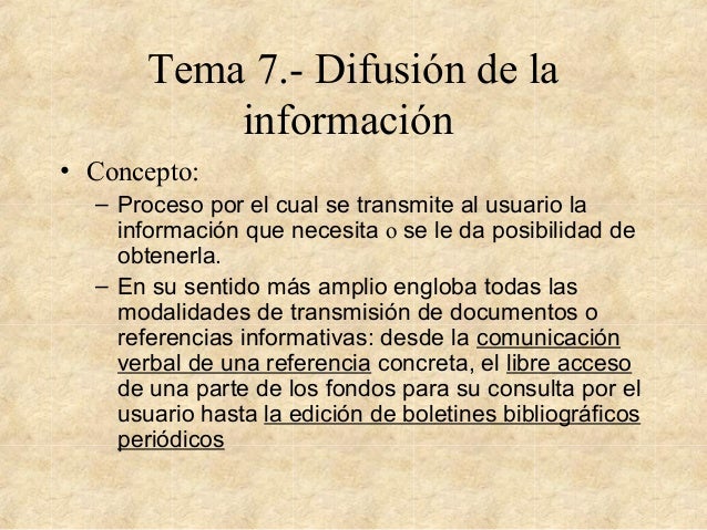 DIFUSION INFORMACION BIBLIOTECA ESPECIALIZADAS difusion informacion biblioteca especializadas: