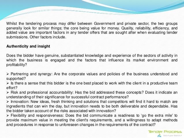 Authorities dissertation in local procedure tender