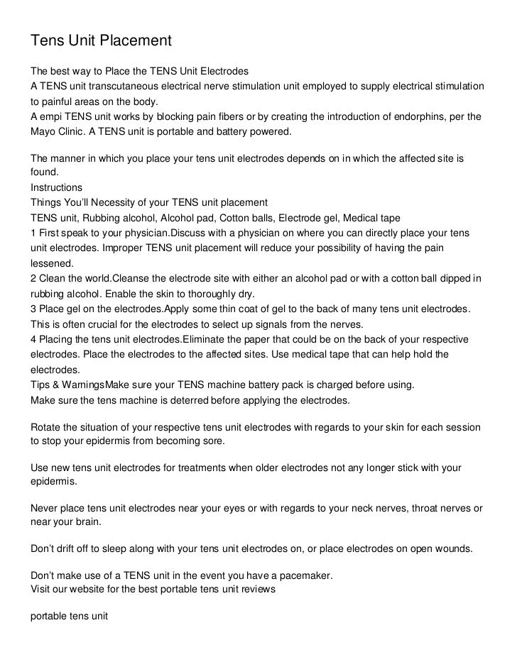 Tens Unit Placement