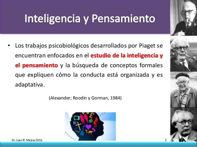 • Los trabajos psicobiológicos desarrollados por Piaget se   encuentran enfocados en el estudio de la inteligencia y   el ...