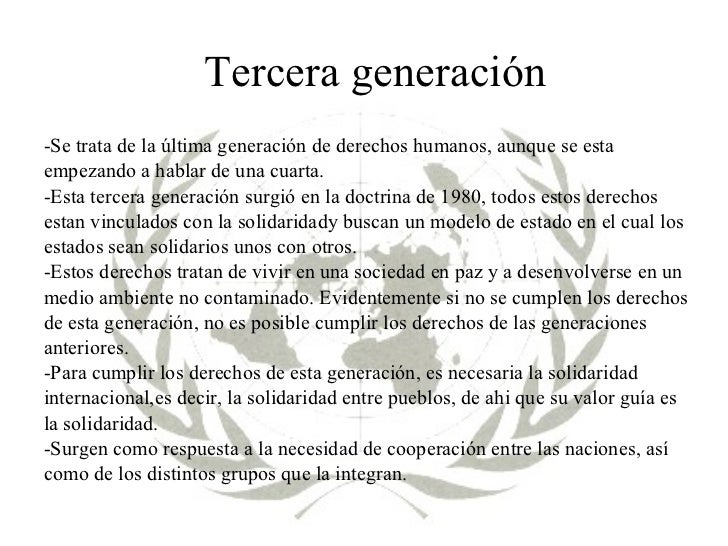 Tercera generación de los derechos Tercera generación de los derechos