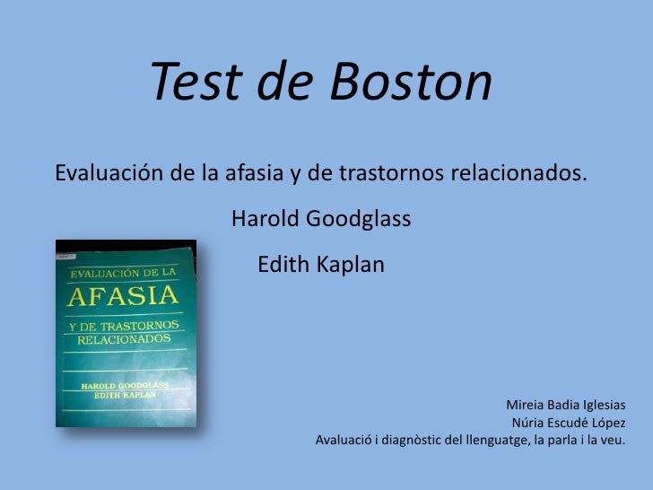 TEST DE VOCABULARIO DE BOSTON test de vocabulario de boston: