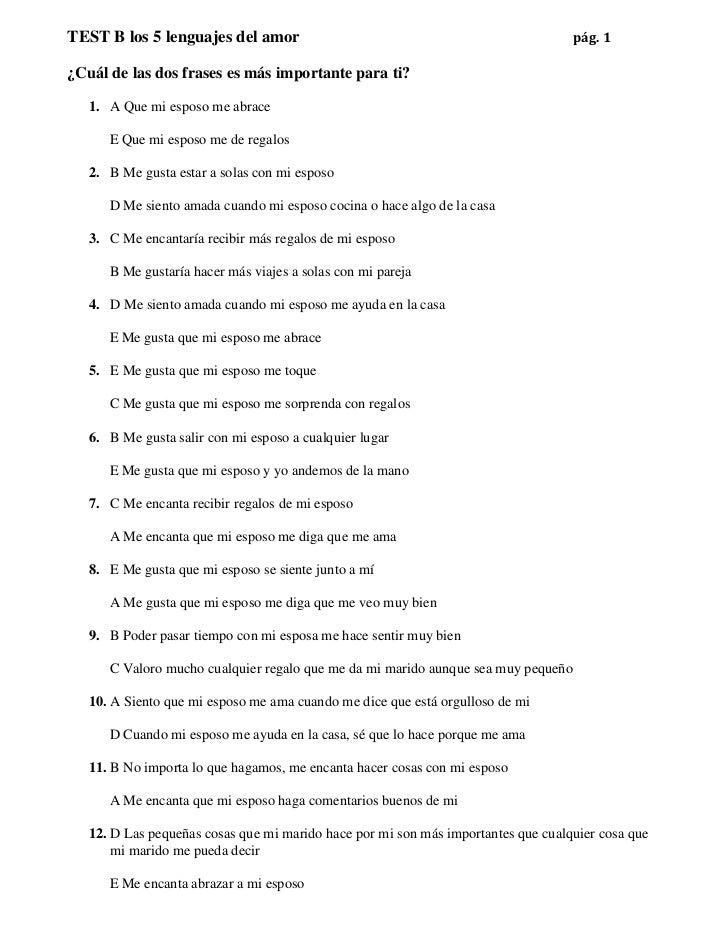 Test lenguajes del amor