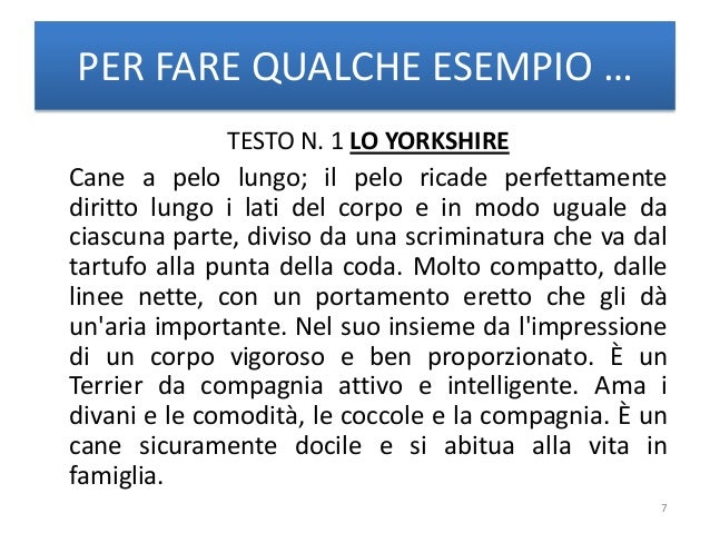 Testo descrittivo