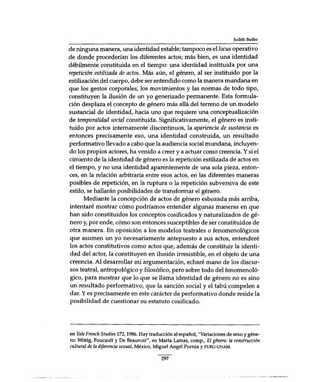 an analysis of sex and gender in simone de beauvoirs second sex by judith butler Simone de beauvoir (1908-1986)the second sex the second sex a sex and gender judith has any necessary consequence for becoming a given gender” (butler 35. an analysis of sex and gender in simone de beauvoirs second sex by judith butler Simone de beauvoir (1908-1986)the second sex the second sex a sex and gender judith has any necessary consequence for becoming a given gender” (butler 35.