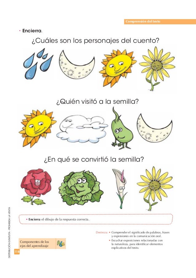 t Encierra. 
118 
DISTRIBUCIÓN GRATUITA - PROHIBIDA LA VENTA 
t Encierra el dibujo de la respuesta correcta. 
Comprensión ...