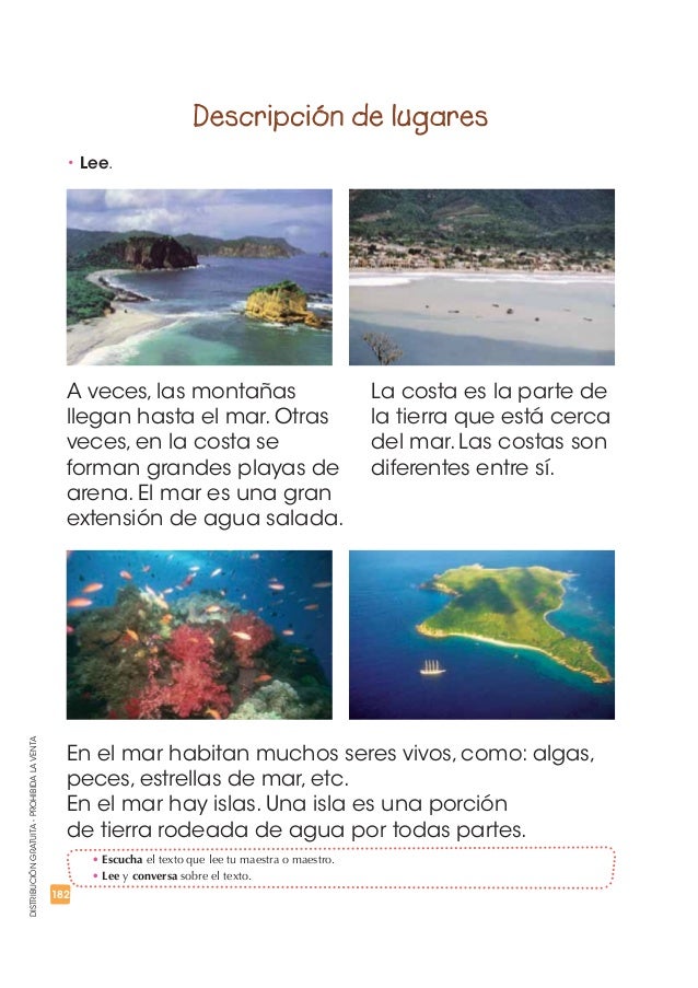 t Lee.
Descripción de lugares
A veces, las montañas
llegan hasta el mar. Otras
veces, en la costa se
forman grandes p...