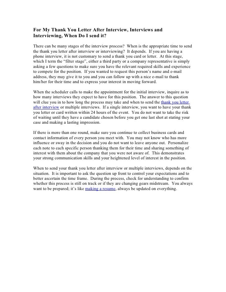 Thank You Letter After Interview Email Thank You Letter After Interview Email