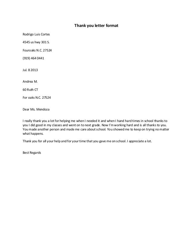 thank you letter format thank you letter format thank you letter format thank you letter format