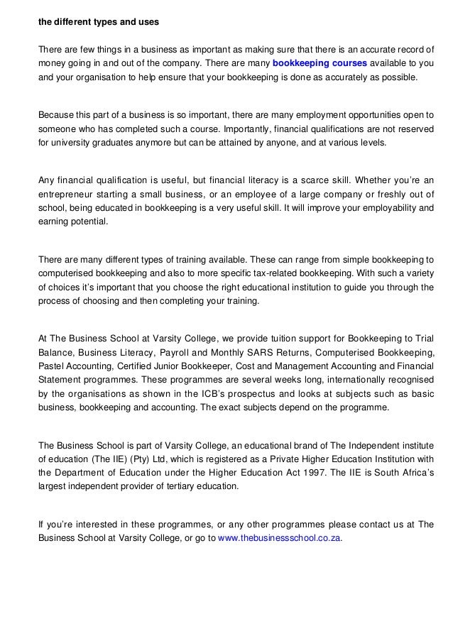 The different types and uses of bookkeeping courses