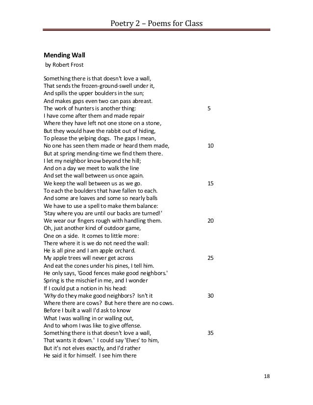 analysis of frosts mending wall analysis of frosts mending wall