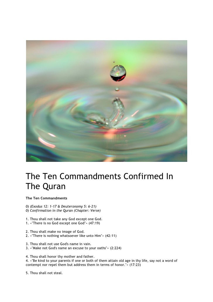 The Ten Commandments Confirmed In The Quran