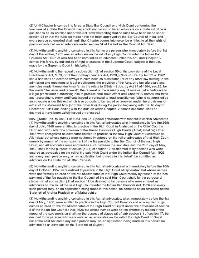 overview of advocate act 1961 Government of india and ors held that there is no bar under the advocates act, 1961 (act) or the bar council of india rules (rules) for foreign lawyers or law . overview of advocate act 1961 Government of india and ors held that there is no bar under the advocates act, 1961 (act) or the bar council of india rules (rules) for foreign lawyers or law .