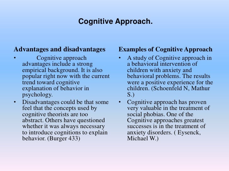 What Are The Approaches Of Cognitive Psychology