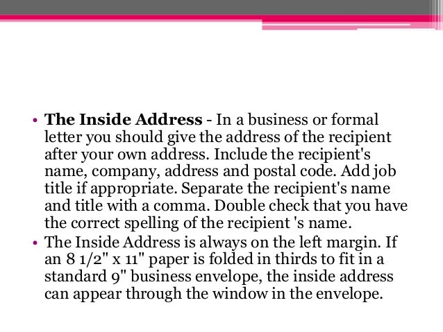 formal business letter inside address the business letter formal business letter inside address the business letter