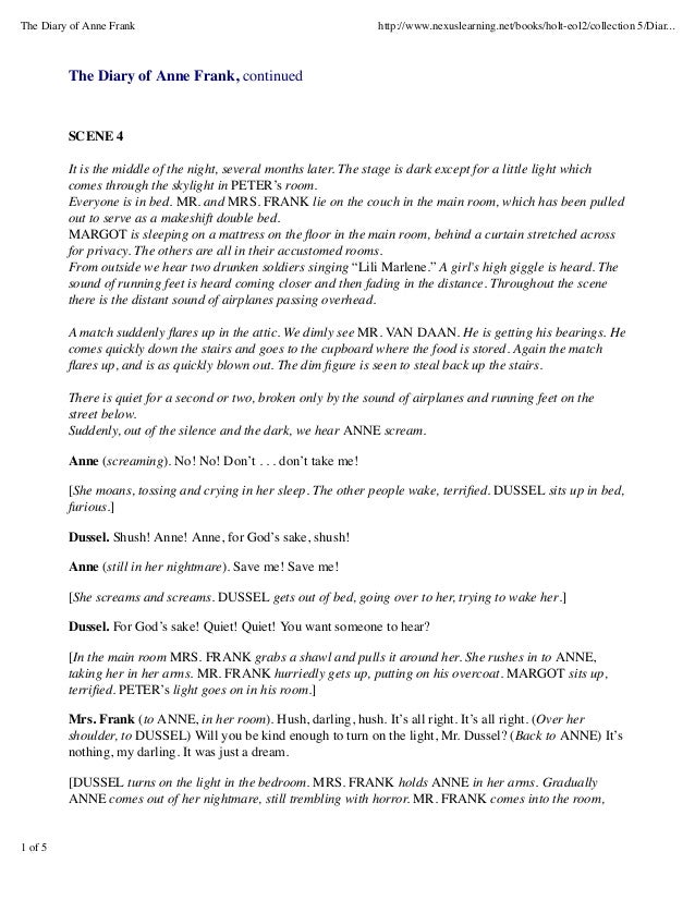 The diary of anne frank act 1 scene 4 5