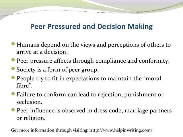 Negative effects of peer pressure essay