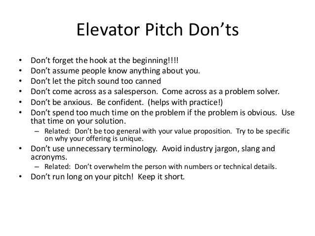 elevator pitch examples