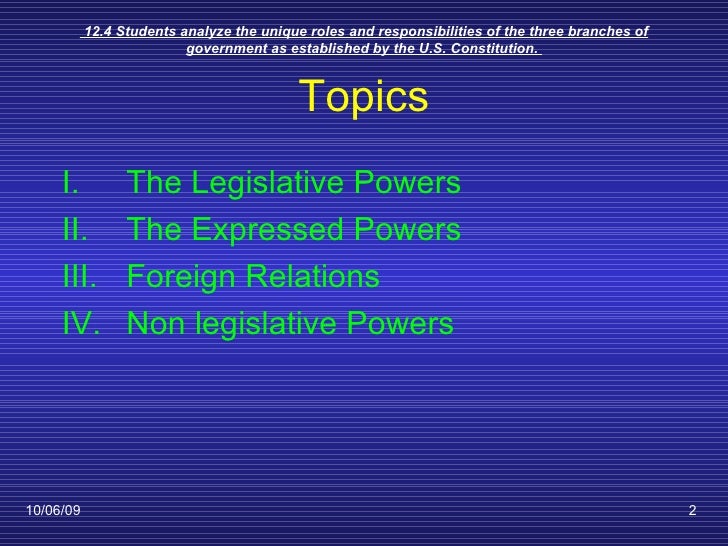 The Expressed Powers Of Congress