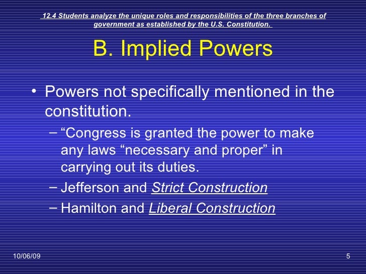 The Expressed Powers Of Congress