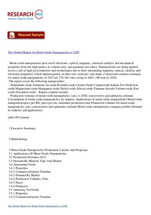 global market for metal oxide nanoparticles New york, july 18, 2017 /prnewswire/ -- the global market for metal and metal oxide nanoparticles 2010-2027 brings you the very latest information and historical data. global market for metal oxide nanoparticles New york, july 18, 2017 /prnewswire/ -- the global market for metal and metal oxide nanoparticles 2010-2027 brings you the very latest information and historical data.