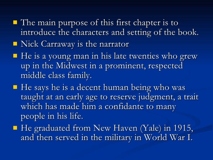 nick carraway s presentation in chapter 1 Free summary and analysis of chapter 1 in f scott fitzgerald's the great gatsby that won the great gatsby chapter 1 nick carraway lives next to a huge. nick carraway s presentation in chapter 1 Free summary and analysis of chapter 1 in f scott fitzgerald's the great gatsby that won the great gatsby chapter 1 nick carraway lives next to a huge.