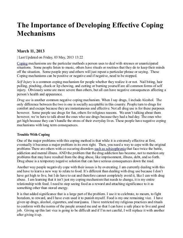 The importance of developing effective coping mechanisms