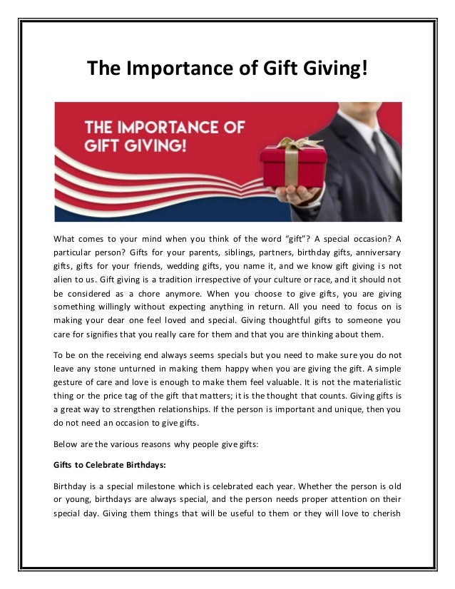 The importance of gift giving!