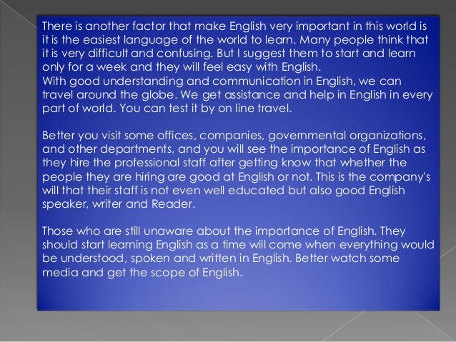 Essay on importance of english language in school