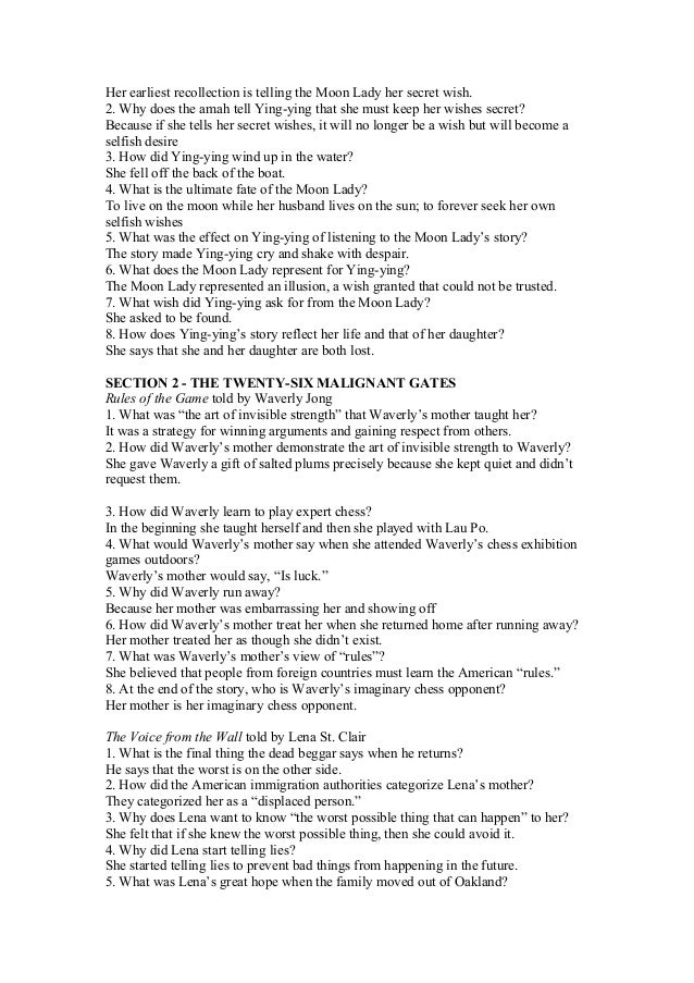 The joy luck club essay