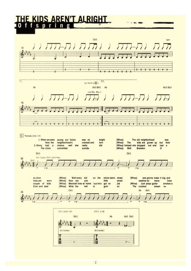 The Offspring tablatura e partitura de The kids arent alright