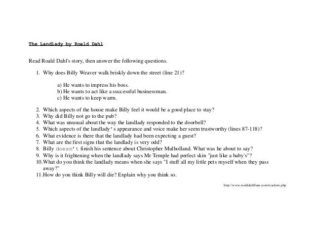 The landlady by roald dahl essay