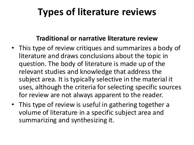 Types of sources of literature review