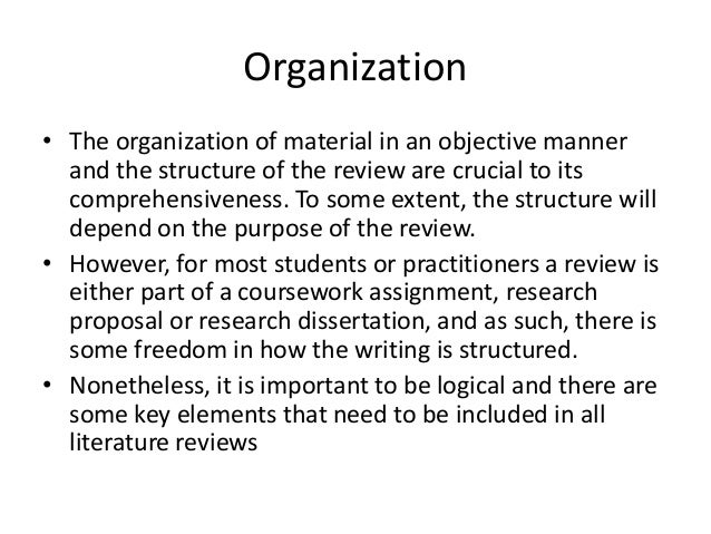 Organizing literature review articles
