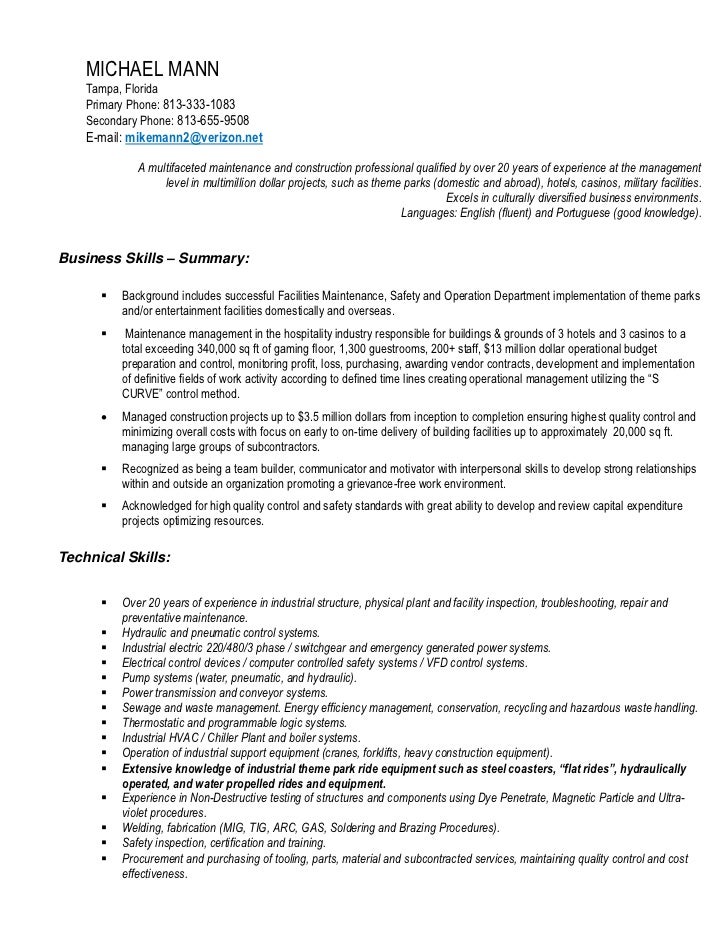 maintenance worker resume sample