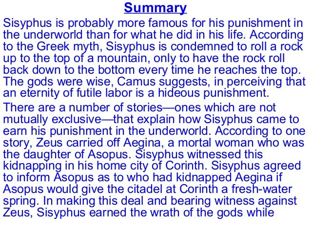 Myth Of Sisyphus Essay
