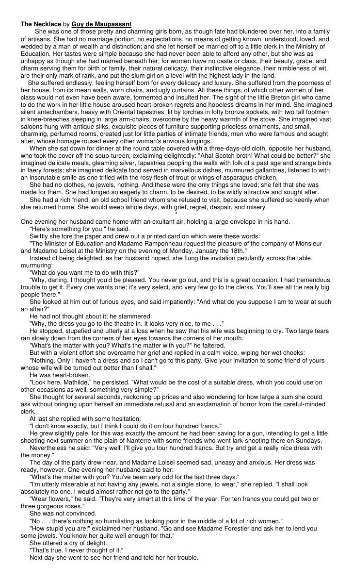 the necklace essay