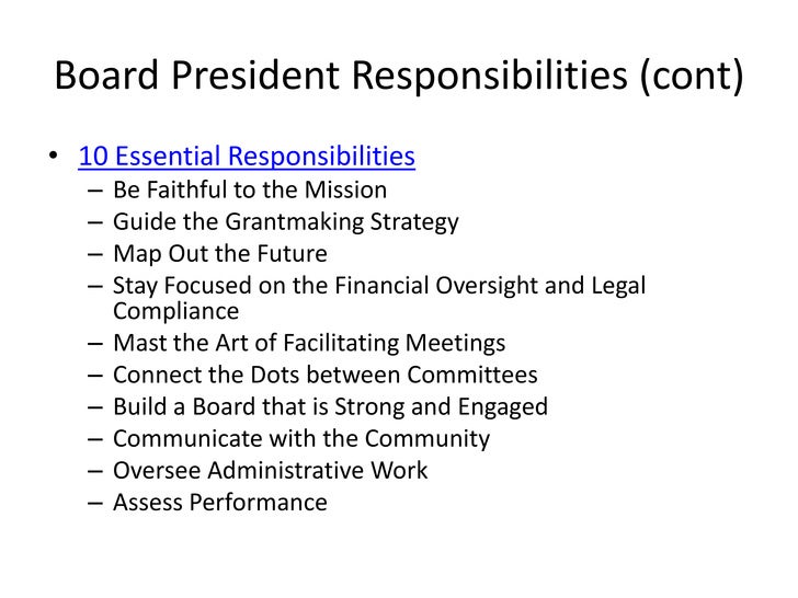 The New Board President