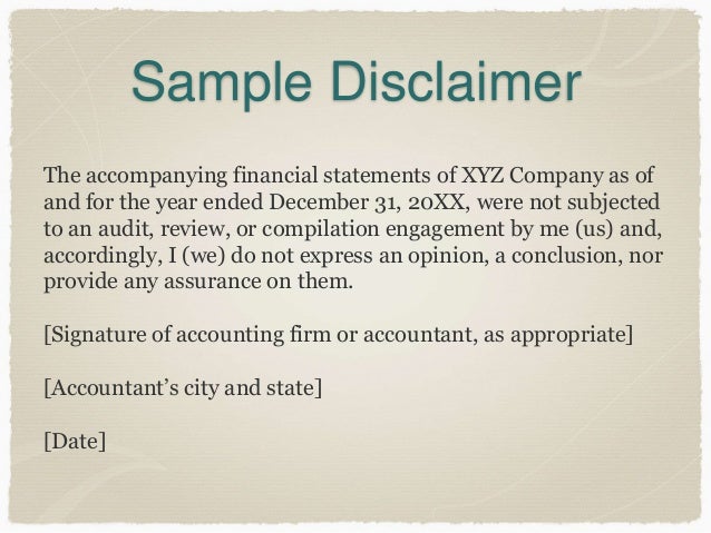 Sample compilation report for personal financial statements