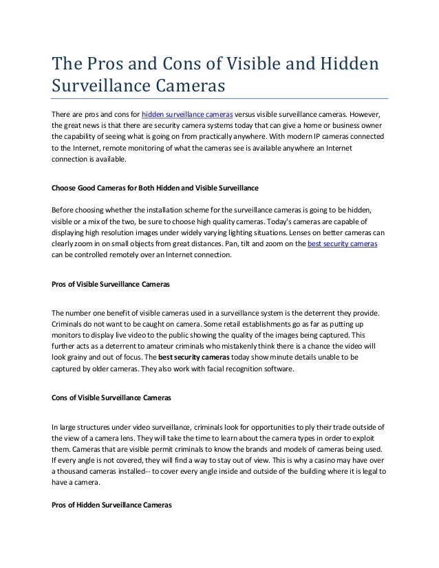 surveillance cameras pros and cons essay