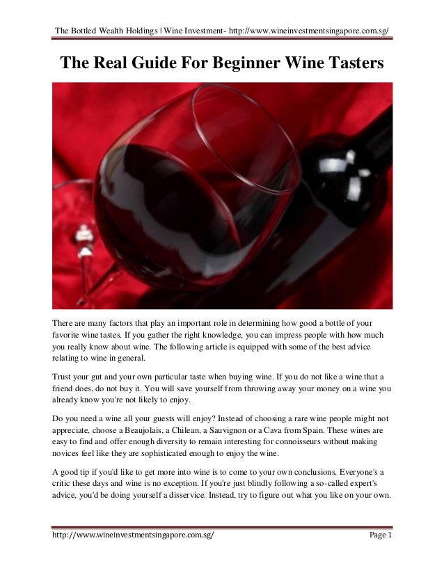 The real guide for beginner wine tasters