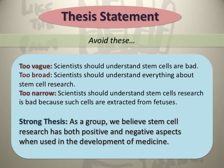 Thesis statement stem cell research paper