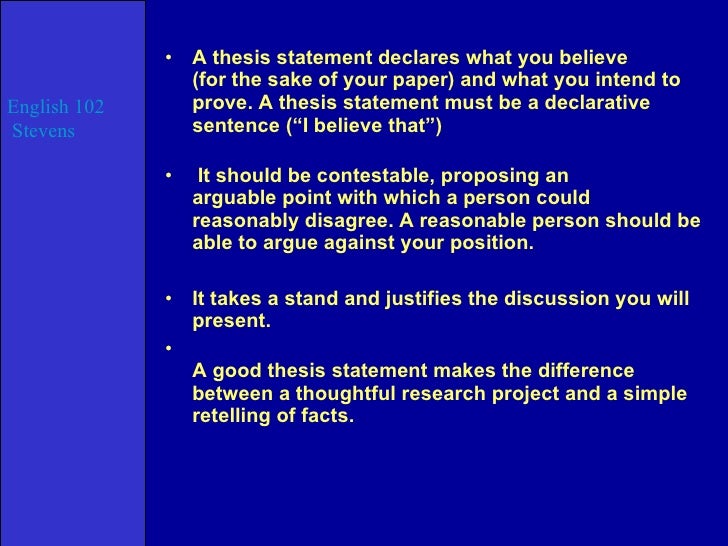 Sample Thesis Statements - UBC Continuing Studies